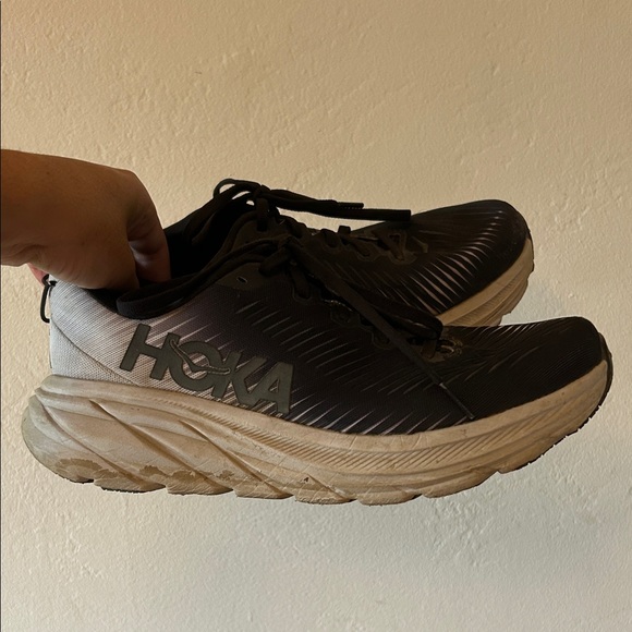 Hoka Rincon 3 Black and White Running Shoes - Picture 1 of 4